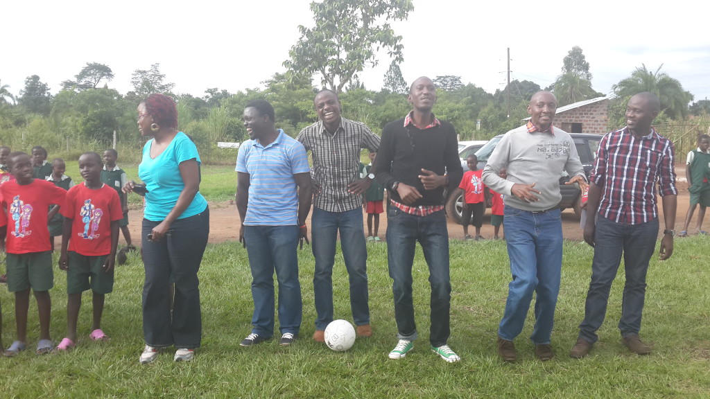 The friends. Getting ready for a football match with the boys after the reading. 