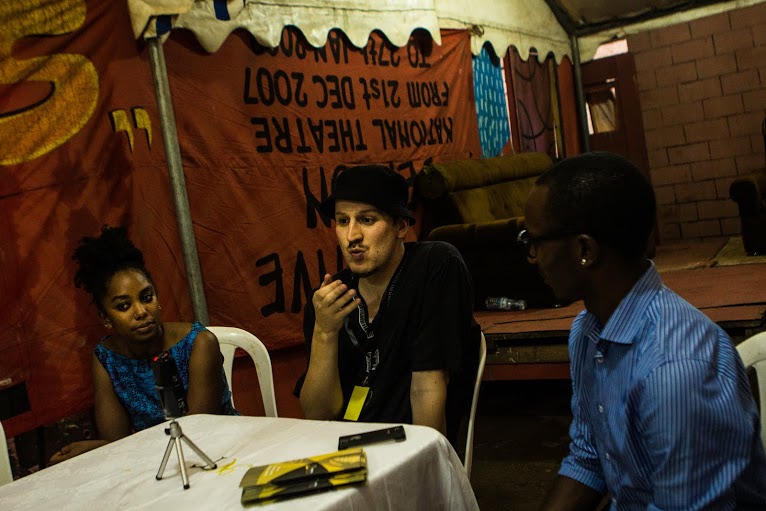 Lindiwe, Nick and KITF's Faisal Kiwewa after the play.  Photo by Daniel Gilbert Bwette for #KITF2014