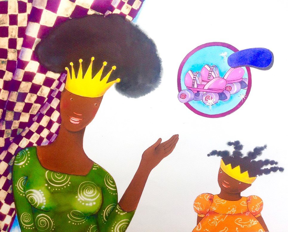 Princess Arabella, and her mother, complete with natural hair styles. Illustration: Mylo Freeman via http://www.theguardian.com/